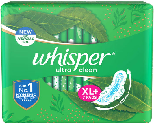 Whisper Ultra Clean with Herbal Oil Sanitary Pads XL+