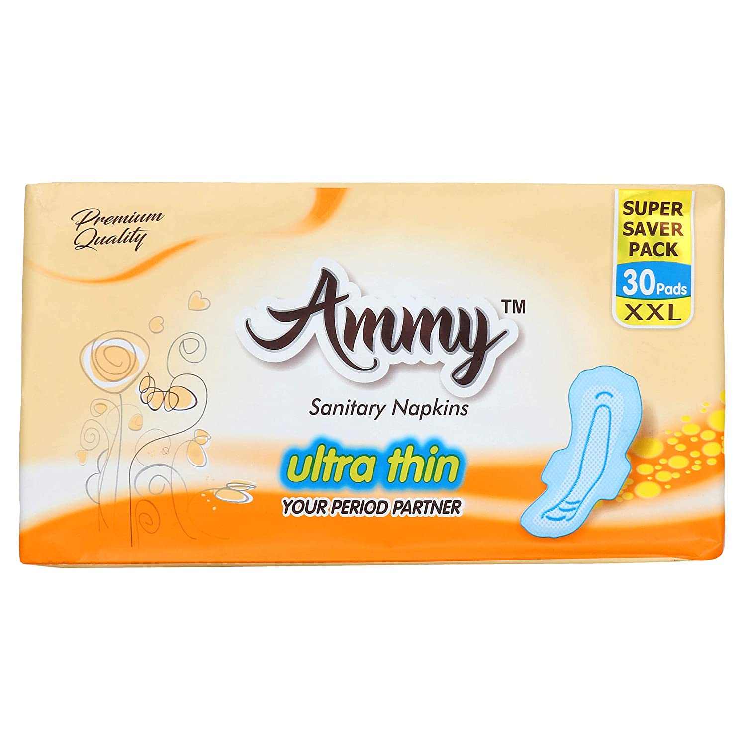 AMMY एडवांस ड्राई अल्ट्रा पूरी रात कॉटनी सॉफ्ट अल्ट्रा थिन XXL महिलाओं/लड़कियों के लिए विंग्स के साथ सेनेटरी पैड (नैपकिन) - XXL विंग्स (30 पीस)