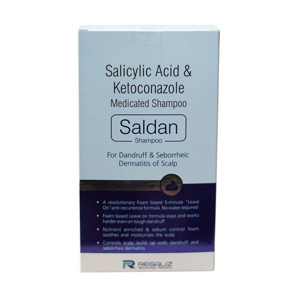 Regaliz Saldan Shampoo is Enriched with Ketoconazole and salicylic acid in a Foaming Therapy, saldan shampoo uses ,how to uses saldan shampoo ,saldan shampoo price, saldan shampoo online, saldan shampoo hindi uses ,foaming shampoo,5 min leave on therapy