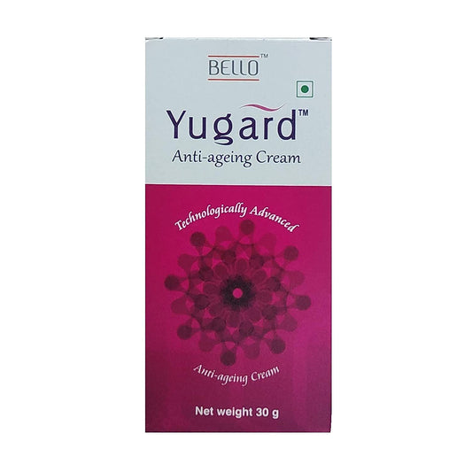 Yugard Anti-Ageing Cream contains Retinol, Retinol is a vitamin A Derivatives Retinol Works by Shedding upper dead Skin of the face and prevents Collagen Breakdown of skin to prevent facial Wrinkles Retinol also works on hyperpigmentation by removing dark cells and reducing Melanin Pigmentation